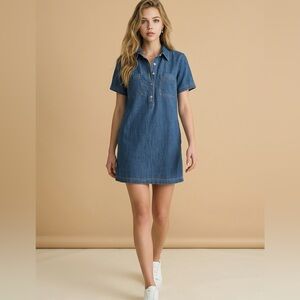 NWT Z Supply Authentic Denim Mini Dress in Medium Indigo Large